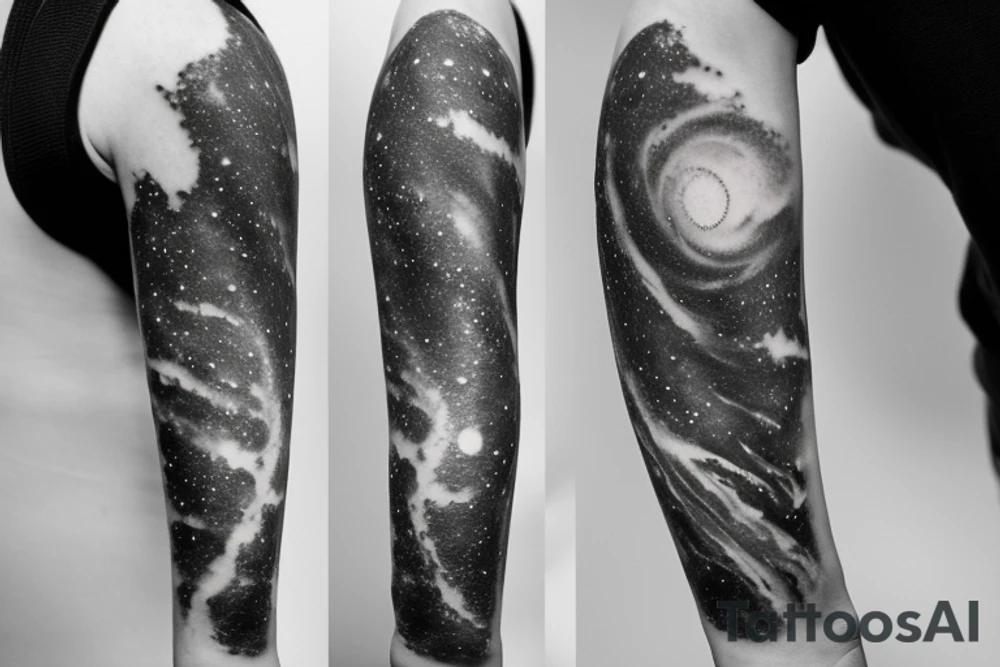 Thin Milky way in perspective along inner arm without filling tattoo idea