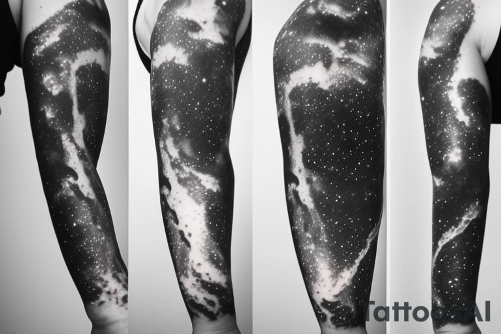 Thin Milky way in perspective along inner arm without filling tattoo idea