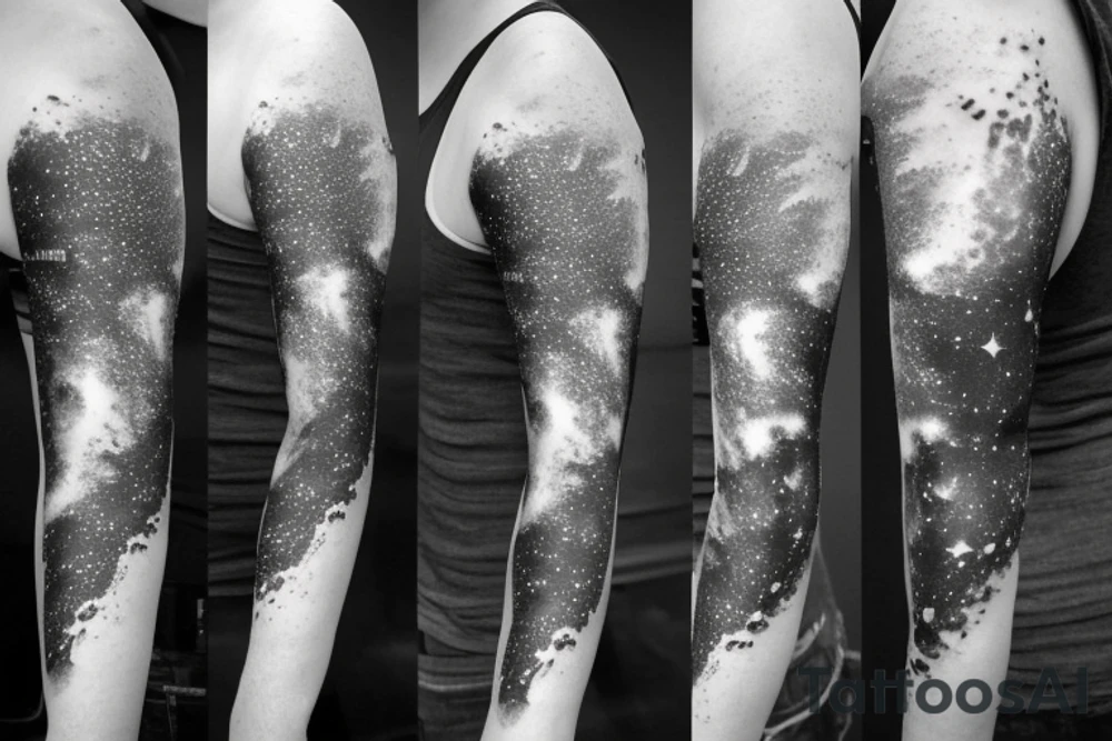 Thin Milky way in perspective along inner arm without filling tattoo idea