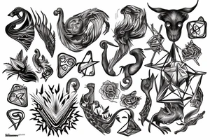 Symbolic of the concepts of pain and hardship, continuance of actions, and adaptability and evolution tattoo idea