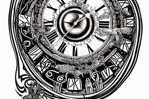 A clock with an oreborus as the outside and the hands symbolising suffering and adaptation tattoo idea