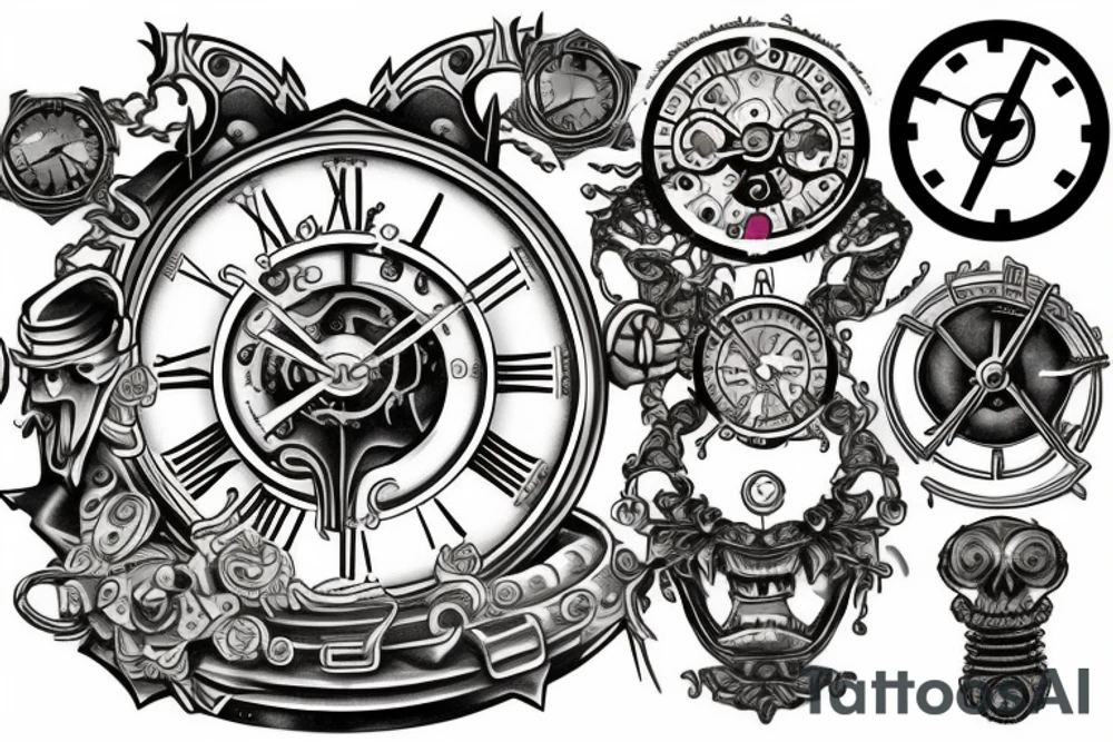Oreborus clockwork pain and adaptiom tattoo idea