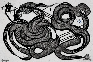 Snake eating its tail, two clocks, forged in flame tattoo idea