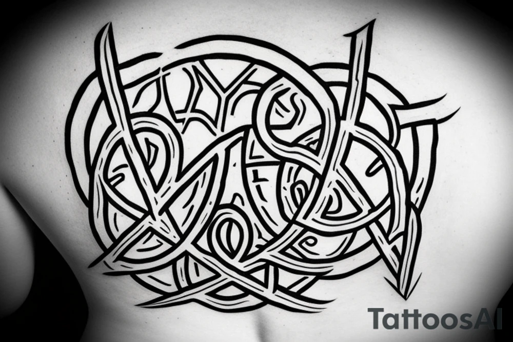 Nordic runes in circle form on the back tattoo idea