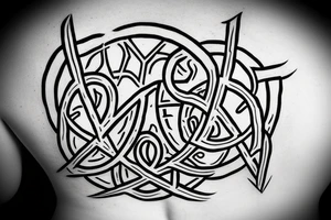 Nordic runes in circle form on the back tattoo idea