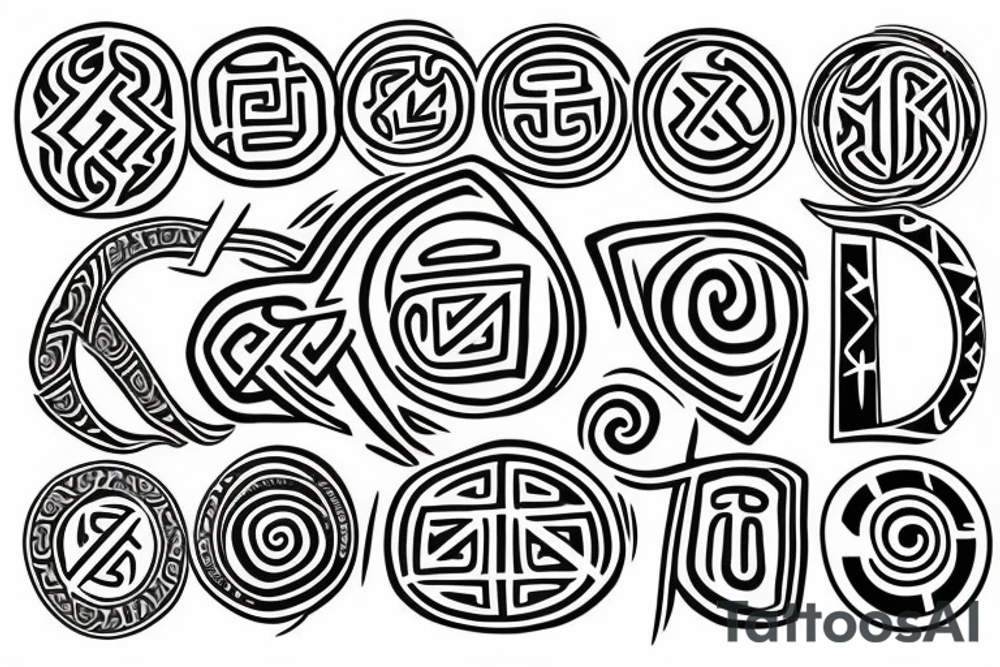 Nordic runes as a circle on the back tattoo idea