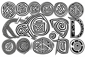 Nordic runes as a circle on the back tattoo idea