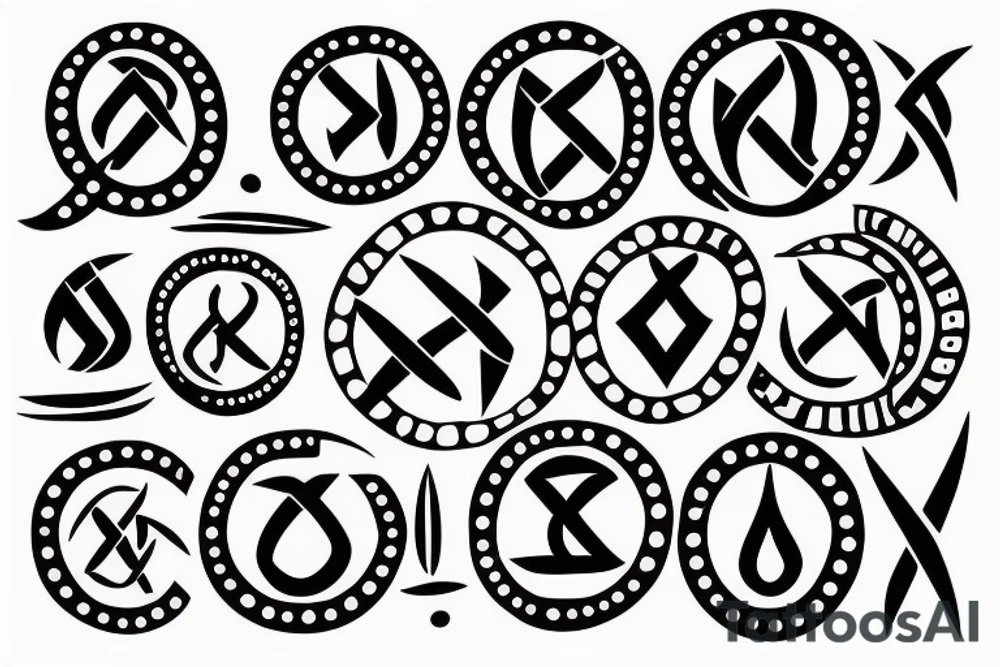 Nordic runes as a multiple circles on the back. it should look like a seal tattoo idea