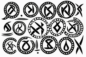 Nordic runes as a multiple circles on the back. it should look like a seal tattoo idea