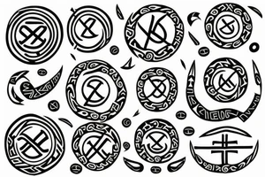 Nordic runes as a multiple circles on the back. it should look like a seal tattoo idea