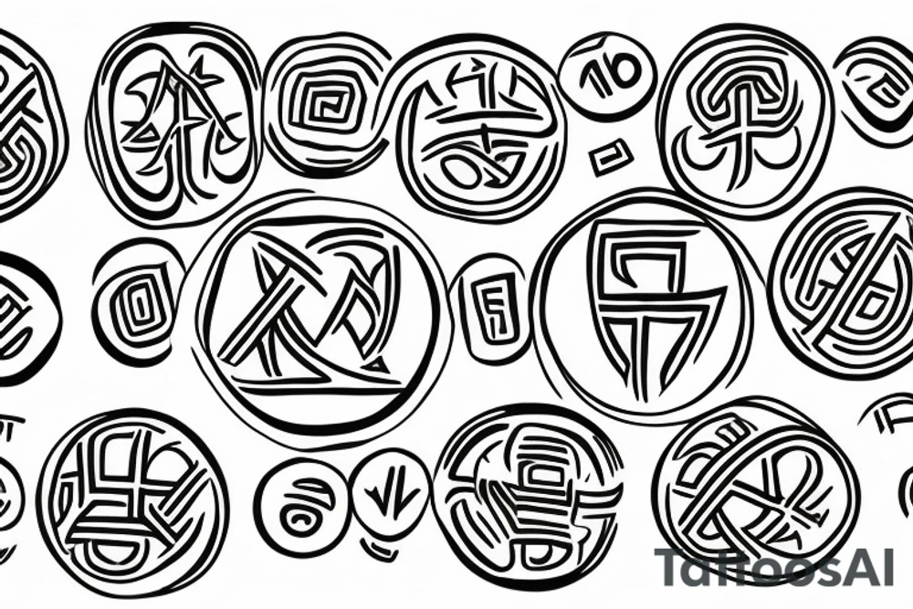 Nordic runes as a multiple nested circles,
on the back. it should look like a seal tattoo idea