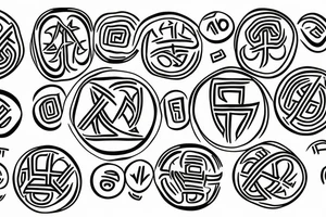 Nordic runes as a multiple nested circles, 
on the back. it should look like a seal tattoo idea