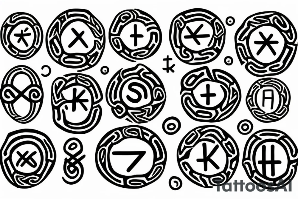 Nordic runes as a multiple nested circles,
on the back. it should look like a seal tattoo idea