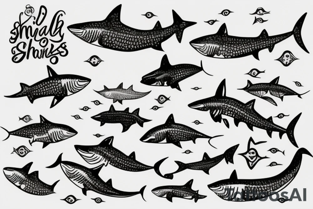 small sharks swimming tattoo idea