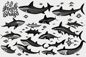 small sharks swimming tattoo idea