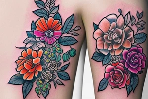 Draw Bracelett with a color flowers and draw name Valentina. tattoo idea