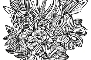 Draw Bracelett with a color flowers tattoo idea