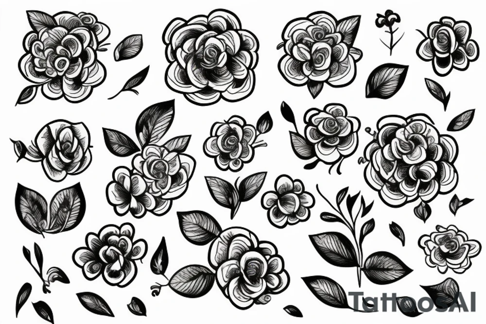 Draw Bracelett with a color flowers tattoo idea