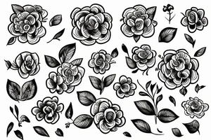 Draw Bracelett with a color flowers tattoo idea