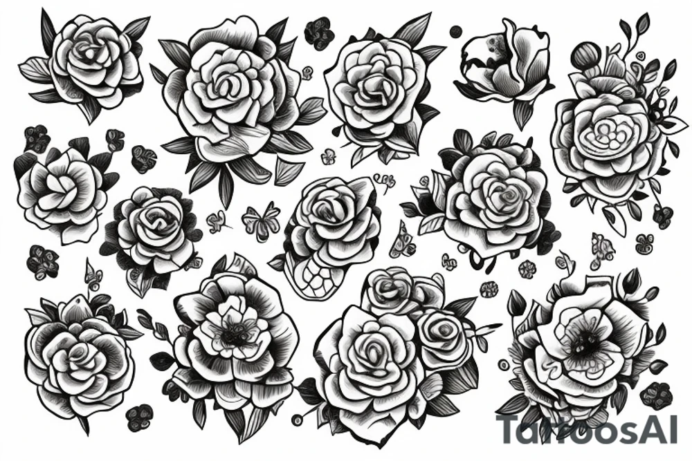 Draw Bracelett with a color flowers tattoo idea