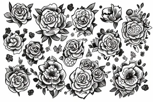 Draw Bracelett with a color flowers tattoo idea