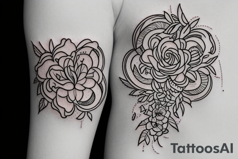 color flowers and letters tattoo idea