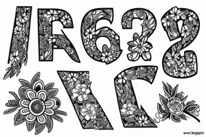 color flowers and letters tattoo idea