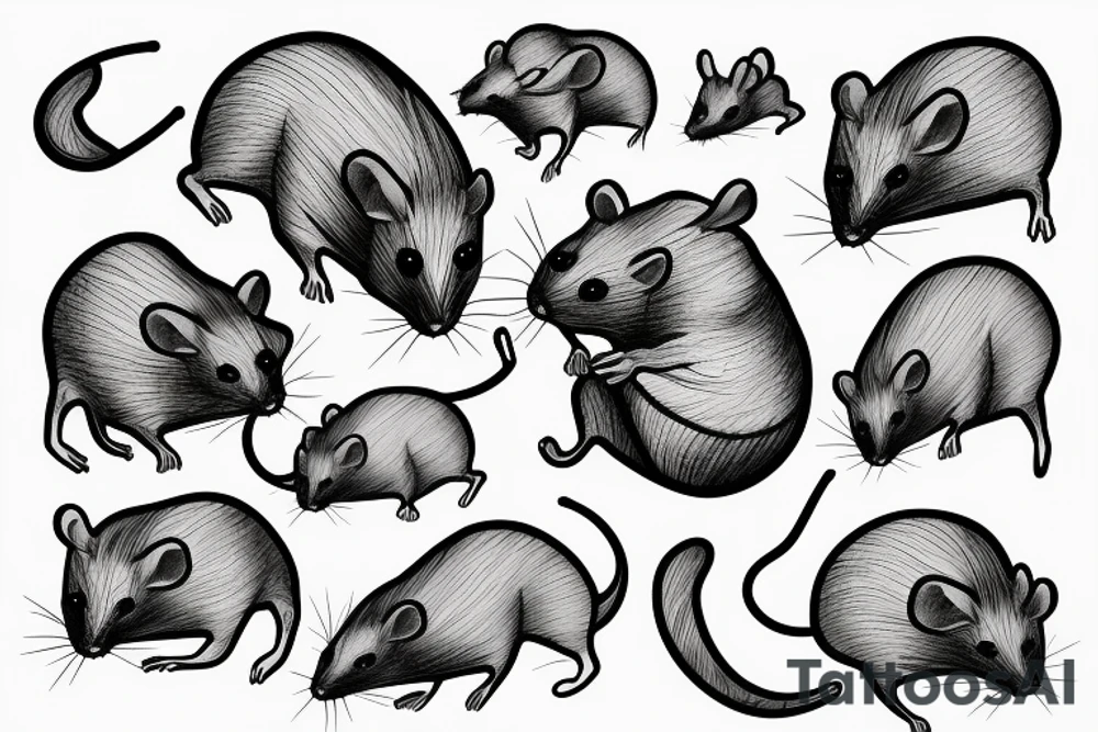 Polygonal rat collapsing like stone tattoo idea