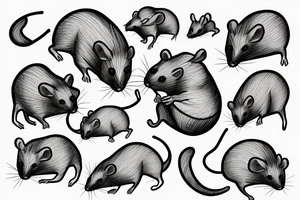 Polygonal rat collapsing like stone tattoo idea