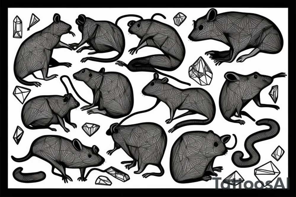 Polygonal rat collapsing like stone tattoo idea