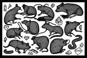 Polygonal rat collapsing like stone tattoo idea