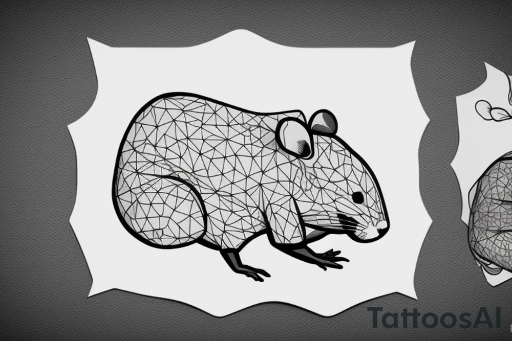 Polygonal rat collapsing like stone tattoo idea