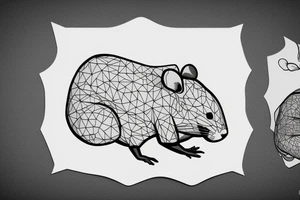 Polygonal rat collapsing like stone tattoo idea