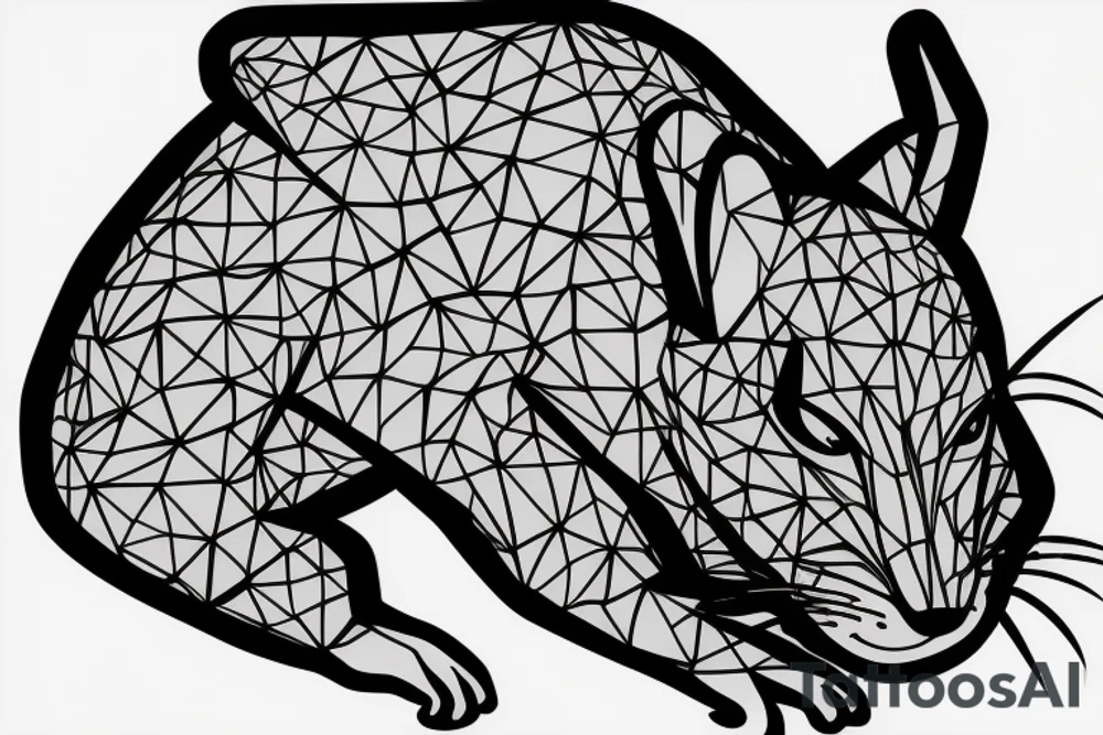 Polygonal rat collapsing like stone tattoo idea