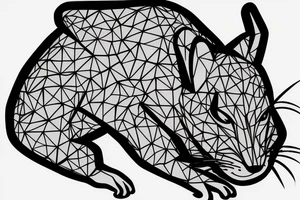 Polygonal rat collapsing like stone tattoo idea