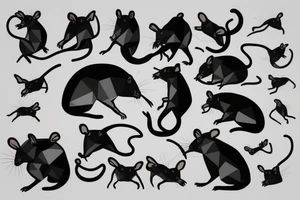 Polygonal rat collapsing like stone tattoo idea