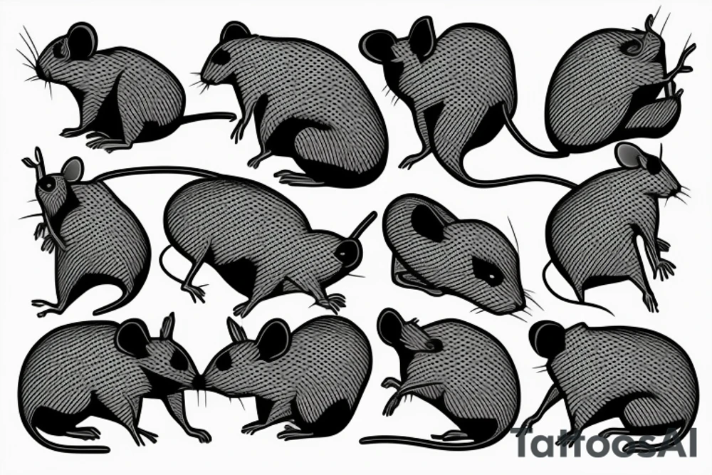 Polygonal rat collapsing like stone tattoo idea