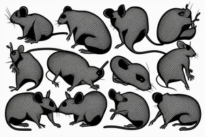 Polygonal rat collapsing like stone tattoo idea