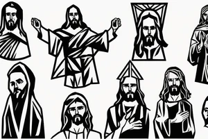 polygonal jesus doing a t-pose tattoo idea