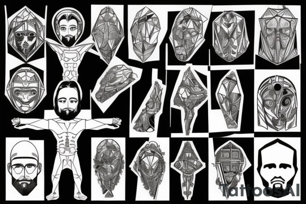 polygonal jesus doing a t-pose tattoo idea