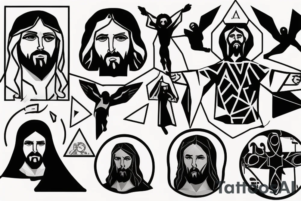 polygonal jesus doing a t-pose tattoo idea