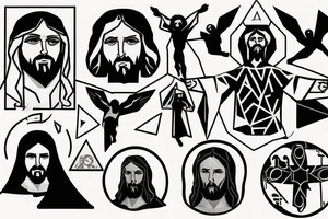 polygonal jesus doing a t-pose tattoo idea