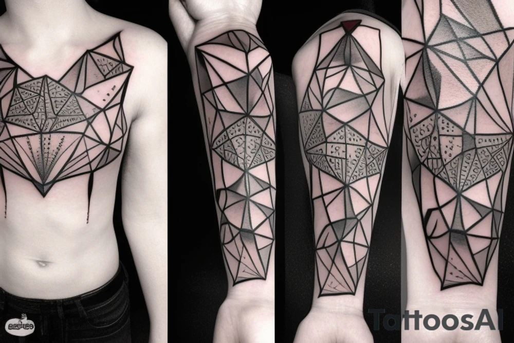 polygonal clock tattoo idea