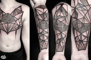 polygonal clock tattoo idea