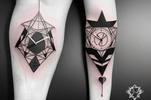 polygonal clock tattoo idea