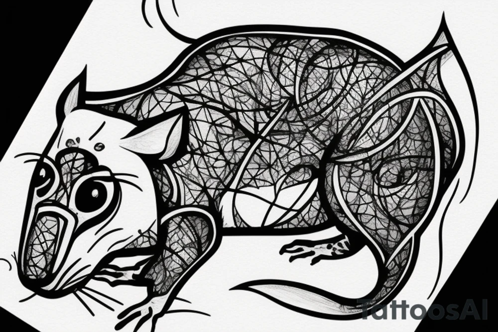 geometric rat dissolving tattoo idea