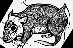 geometric rat dissolving tattoo idea