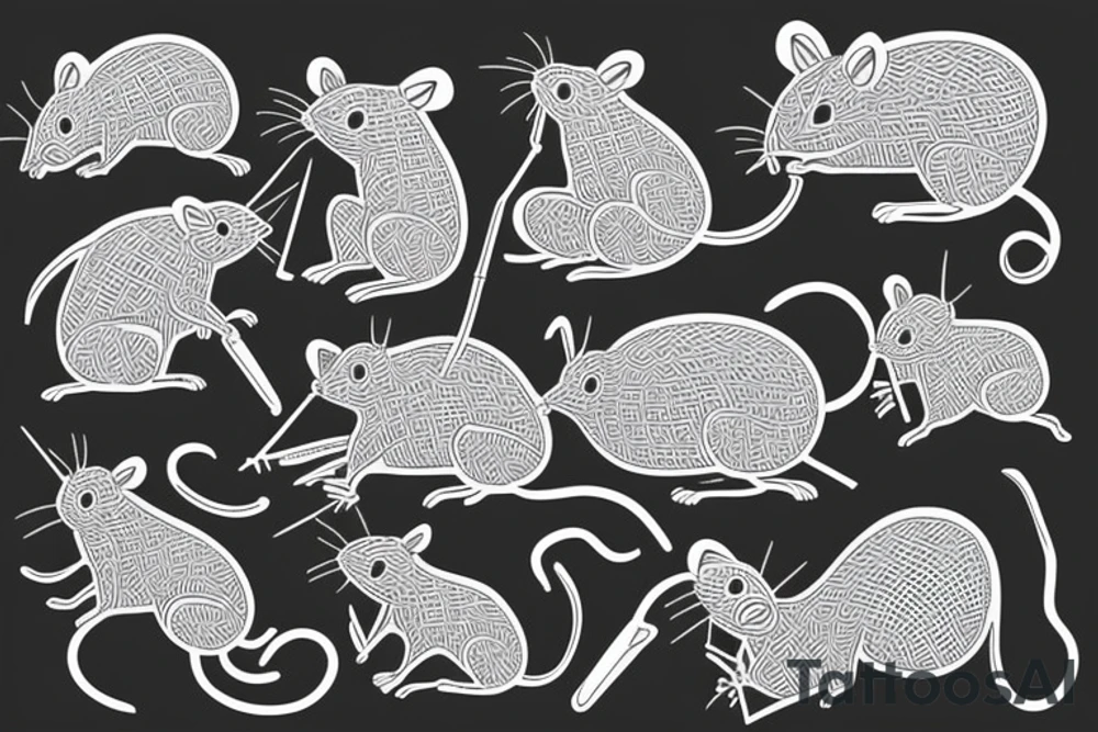 geometric rat collapsing like stone tattoo idea