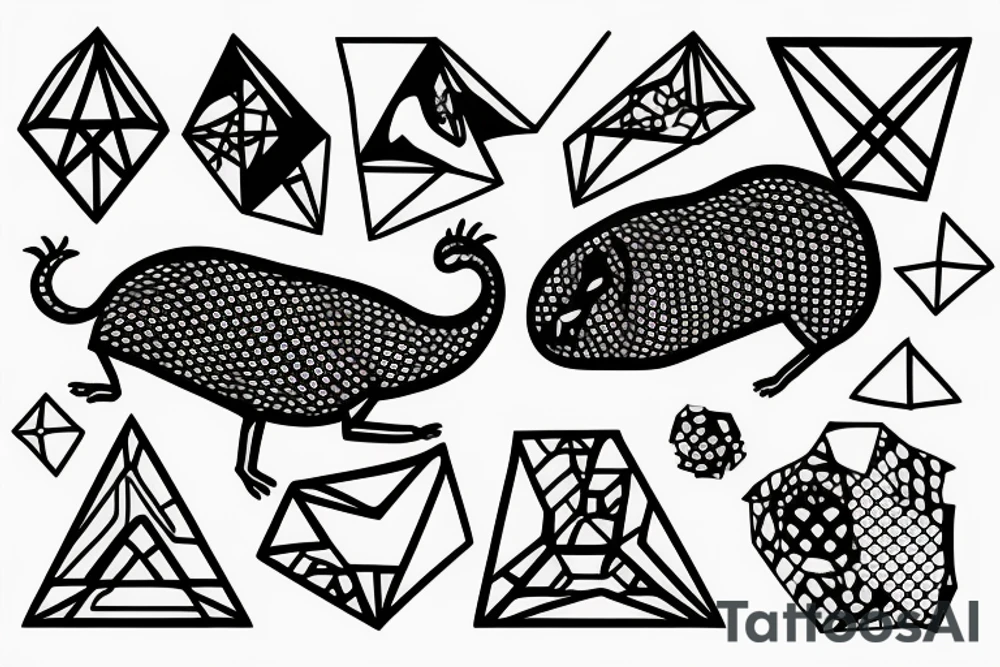 geometric rat collapsing like stone tattoo idea
