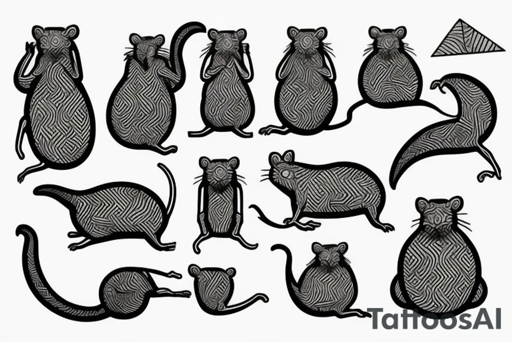 geometric rat collapsing like stone tattoo idea